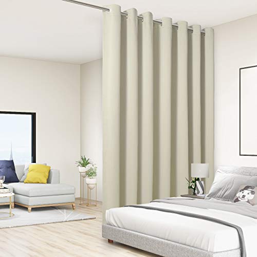 BONZER Room Divider Blackout Curtain Wide Wall Partitions | Room Darkening Total Privacy Wall Noise Reducing Drapes for Bedroom, 84L x 108W Inch (7L x 9W ft), 1 Panel, Cream - color: Cream, size: 108"W x 84"L (Pack of 1)