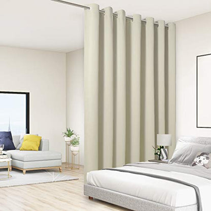 BONZER Room Divider Blackout Curtain Wide Wall Partitions | Room Darkening Total Privacy Wall Noise Reducing Drapes for Bedroom, 84L x 108W Inch (7L x 9W ft), 1 Panel, Cream - color: Cream, size: 108"W x 84"L (Pack of 1)