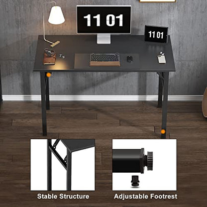 Need Computer Desk Office Desk 47 inches Folding Table with BIFMA Certification Computer Table Workstation No Install Needed, Black Brown | No-Assembly, Sturdy Foldable Desk for Home Office, Bedroom, Dorm Room, Student Study, Collapsible, Wide, Easy Stora