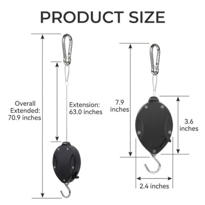 Retractable Plant Hanger, Plant Pulleys for Hanging Plants Heavy Duty | Pull Down, Adjustable, Upgraded, to Raise and Lower, Outdoor, Garden, Baskets, Pots, Birds Feeder