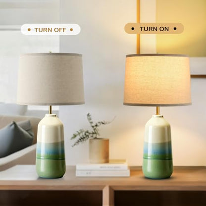Misty Gradient Ceramic Eye-Caring SoftGlow Lamp with 3-Color Dimmable and Exquisite Round Shell for Room