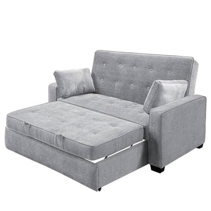 Serta Ainsley 66.5" Convertible Sleeper Loveseat, Full Size, Dreamcoil Comfort, Soft Woven Fabric, Light Grey - color: Light Grey, size: Full Loveseat
