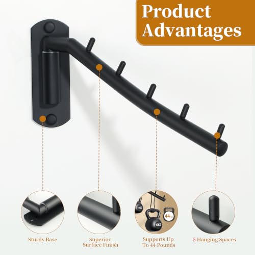 Alise Wall Mounted Drying Rack,Swivel Clothes Drying Hanger,Black,1P | Space Saving Clothes Hanger Rack,Heavty Duty Stainless Steel Clothes Wall Drying Rack for Laundry Closet Bedroom/Bathroom - color: Black, size: 1005 (1 Pack)