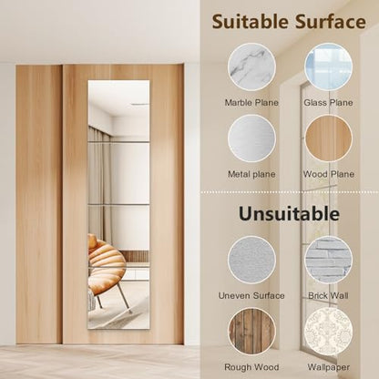 Shiftshade 4 Pack Wall Mirror Full Length, 12 x 12 Inch Acrylic Mirror Tiles, Shatterproof Flexible Plastic Mirror Sheets for Bedroom Home Gym Door - size: 12x12inchx4pack
