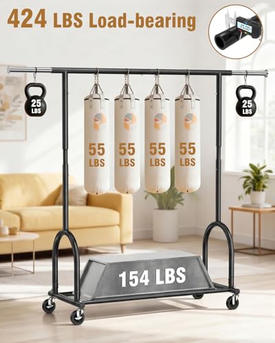 Heavy Duty Clothes Rack for Hanging Clothes Load 424 LBS, Height Adjustable Rolling Clothing Racks, Portable Metal Coat Rack Garment Wardrobe with Wheels and Shelves for Bedroom Laundry, Black - color: Black, style: 1 Shelf