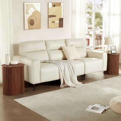 Round Fluted Side Table Set of 2, 17.7" Mid-Century Modern End Tables, Wooden Bedside Table Round Nightstand Small Circle Sofa Accent Table for Living Room, Bedroom Home(Walnut) - color: Walnut, size: 17.7"D x 17.7"W x 21.6"H