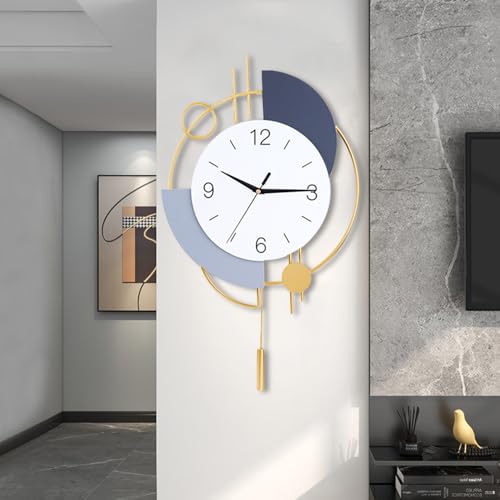 Dankeit Wall Clock,Silent Quality Quartz Battery Operated with Pendulum, Large Wall Clocks for Living Room, Kitchen, Home, Bathroom, Bedroom Wall Decor, 20x33.5inch(Golden) - color: Golden, size: 20x33.5 inch