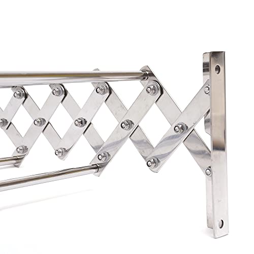 32in Wall Mounted Laundry Drying Rack 88lbs Capacity Foldable Wall Mount Laundry Rack Folding Indoor Clothes Hanger Rack, Retractable Clothes Rack 7 Rods White