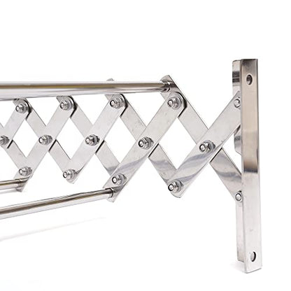32in Wall Mounted Laundry Drying Rack 88lbs Capacity Foldable Wall Mount Laundry Rack Folding Indoor Clothes Hanger Rack, Retractable Clothes Rack 7 Rods White