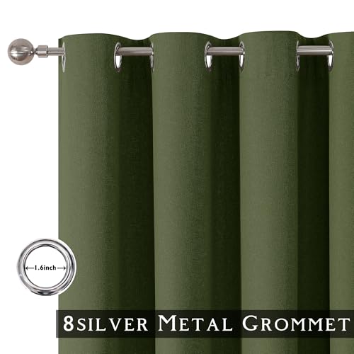ChrisDowa Olive Green Blackout Curtains 45 Inches Long 2 Panels for Bedroom | Room Darkening,Light Blocking,Thermal Insulated,Faux Linen,Farmhouse,Grommet,Window Treatment,Drapes,Living Room,52x45 - color: Olive Green, size: 52"W x 45"L (Pack of 2)