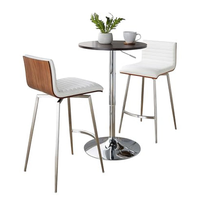 LumiSource Mason Swivel Adjustable Counter Height Dining 3 Piece Set, Pub Table and Stools, High Top Table Set for 2, Counter Table and Chairs Set of 2, Kitchen & Dining Room Sets (White) - color: White