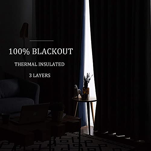 RYB HOME Noise Reducing Curtains, 3 Layers Total Blackout Curtains | Thermal Insulated, Energy Efficiency Heavy Duty, Grommet, For Kids Room Studio Bedroom, W52 x L63, Navy Blue, 2 Panels - color: Navy Blue, size: 52"W x 63"L (Pack of 2)