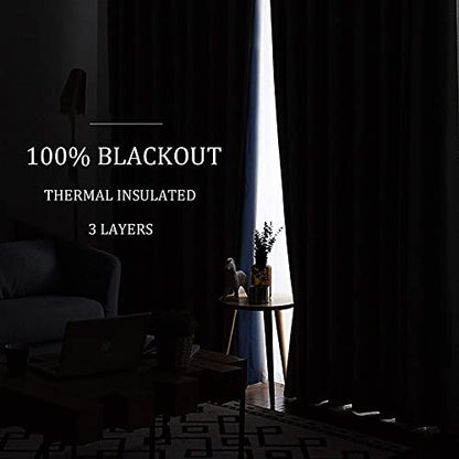 RYB HOME Noise Reducing Curtains, 3 Layers Total Blackout Curtains | Thermal Insulated, Energy Efficiency Heavy Duty, Grommet, For Kids Room Studio Bedroom, W52 x L63, Navy Blue, 2 Panels - color: Navy Blue, size: 52"W x 63"L (Pack of 2)