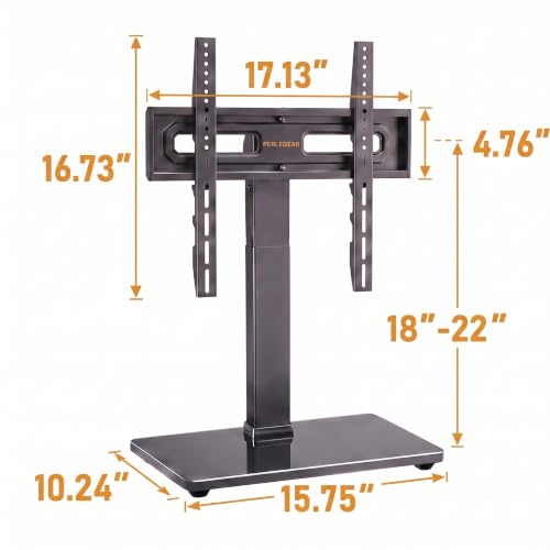 Perlegear Universal Swivel TV Stand Base for 32–70 inch TVs, Height Adjustable Table Top TV Stand Mount with Tilt, Tempered Glass Base, Holds up to 88 lbs - size: 32-70 Inch