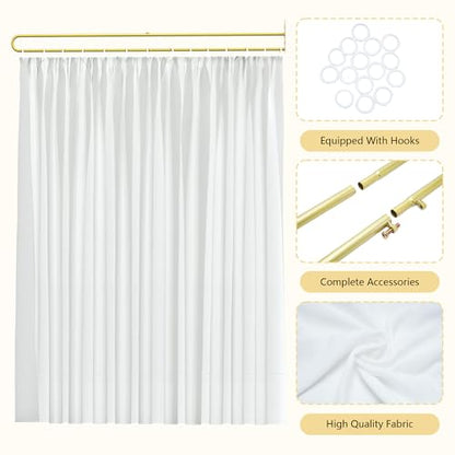 U-Shape Privacy Curtains for Room Divider, 1 Panel, 8.53ft, White | Metal Support Wall Mounted Privacy Curtain, Portable, For Fitting Room Beauty Salon Bedroom and Hospital