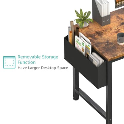 Lufeiya Computer Desk with Power Outlet, 47 inch Teen Study Table Home Office Work Writing Gaming Desks with Charging Station Outlets Built in, Brown - color: Rustic Brown, size: 47.2"