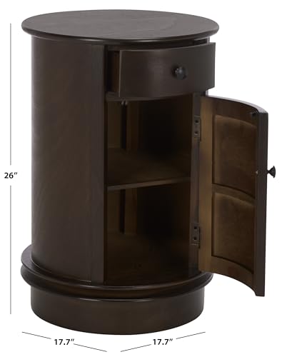 SAFAVIEH Furniture - Tabitha 1-Drawer Accent Table - Dark Chocolate - Solid Wood - Farmhouse Storage Design - Ideal for Living Room, Entryway, 17.7" W x 17.7" D x 26" H - Fully Assembled (AMH5712F) - color: Dark Chocolate