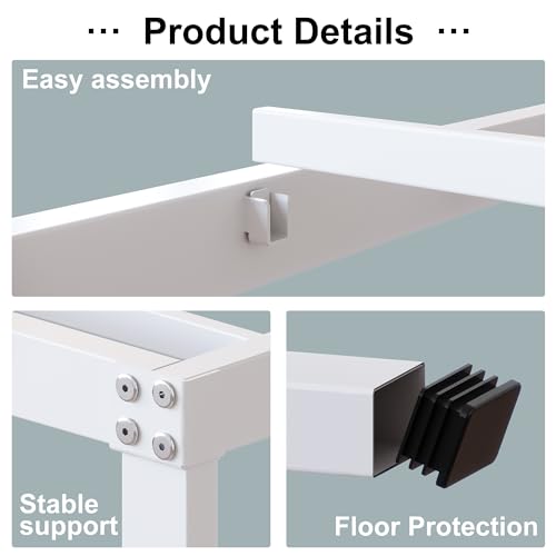 DiaOutro 18 Inch White Full Size Bed Frame with High Storage | Steel Slats Platform No Box Spring Needed Mattress Foundation, Easy Assembly, Noise Free - size: Full, style: 18 Inch (White)