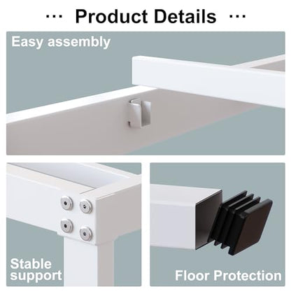 DiaOutro 18 Inch White Full Size Bed Frame with High Storage | Steel Slats Platform No Box Spring Needed Mattress Foundation, Easy Assembly, Noise Free - size: Full, style: 18 Inch (White)