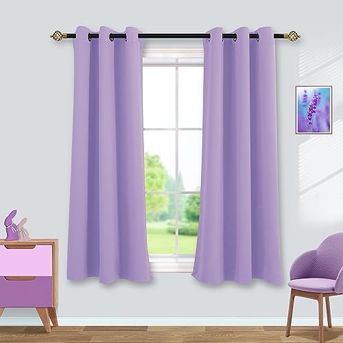 Mrs.Naturall Lavender Purple Curtains for Bathroom Window, Light Purple Short Blackout Curtains for Kids Room Girls Bedroom 2 Panels 45 Inch Length - color: Lilac, size: 34"W x 45"L (Pack of 2)