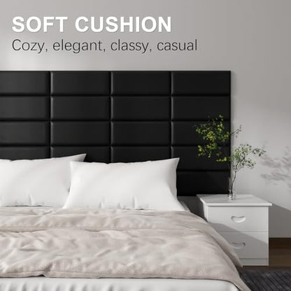 Twin Headboards, Self-Adhesive 3D Panels, Upholstered Wall Panels for Bedroom/Living Room (6 Pieces 9.84 in x 23.6 in) - color: Black, size: 6 PCS, style: Twin