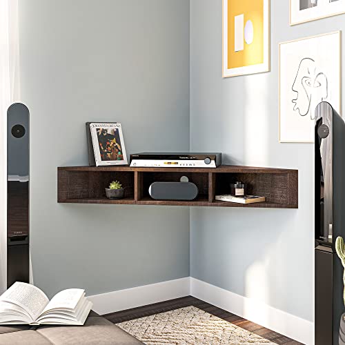 BELLEZE 47" Russel TV Stand & Entertainment Center - Espresso | Modern Style,Wall-mounted Storage Shelf,Fit TV up to 46",Living Room Dining Room - color: Espresso, style: Russel