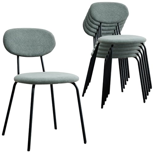 Stackable Guest Chairs Set of 6, Upholstered Waiting Room Chairs with Metal Legs for Reception, Breakroom, School, Meeting, Office - color: Green, size: Set of 6