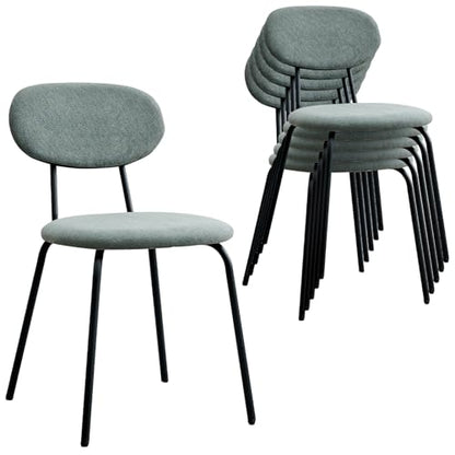 Stackable Guest Chairs Set of 6, Upholstered Waiting Room Chairs with Metal Legs for Reception, Breakroom, School, Meeting, Office - color: Green, size: Set of 6