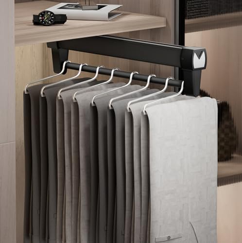 Adjustable Double-Rail Pull Out Clothes Hanger Rod with Thick Steel - Wardrobe Clothing Rail Hanger Rack Bar for Pants and Clothes (16 inch) - color: Double Track 16 Inch