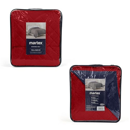 Martex Reversible Coverlet, Full Queen, Red/Navy | Lightweight, Durable, Soft, Easy Care, Reversible - color: Blue, size: Full/Queen