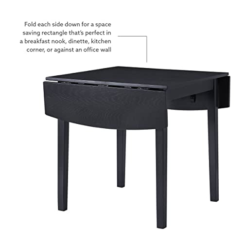 Linon Torino Black Wood 30" Square Drop Leaf Table - 30" X 48" Fully Extended - color: Black