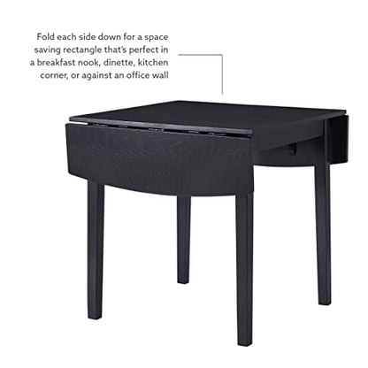 Linon Torino Black Wood 30" Square Drop Leaf Table - 30" X 48" Fully Extended - color: Black