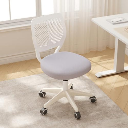 JPBSTO Armless Desk Chair, Height Adjustable Swivel Office Rolling Task Chairs with Soft Mesh Padded Cushion, Ergonomic Small Study Computer Chair for Girls Boys Teens (Gray, 1PC) - color: Grey
