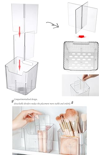 Lae Nuvole 2Pcs Storage Organizer Bins, Wall Shower Toothbrush Caddy, Clear | with Dividers & 4 Adhesive Pads, No Drill, Renter Friendly, BPA-Free PET, Fits Bathroom, Apartment, RVs, Cabinet/Pantry Door - color: Clear-4.33x3.54x4.53in
