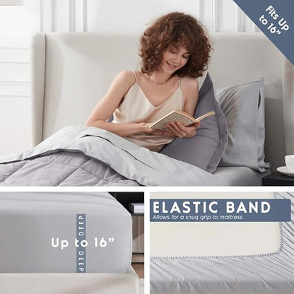 Nestl 5 Piece Twin Comforter Set – Grey Lavender Reversible Bed in a Bag – Complete Twin Size Bedding Set with Sheets, Pillowcase and Sham - color: Grey Lavender, size: Twin