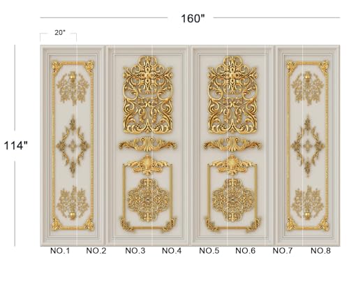Eierme-Interior Walls with Golden Relief Patterns Mural Wallpaper Peel and Stick 160" x 114" - color: No.11, size: 160" x 114"