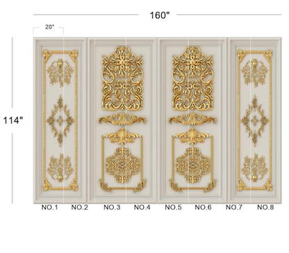 Eierme-Interior Walls with Golden Relief Patterns Mural Wallpaper Peel and Stick 160" x 114" - color: No.11, size: 160" x 114"