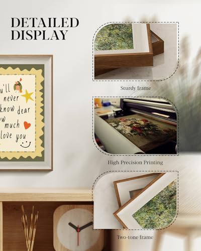 HUARCEY Rustic Frame Quote Wall Art 12x16 In – “You’ll Never Know Dear How Much I Love You” Sweet Whimsical Family Love Canvas with Heart and Star Illustration Gift for Dad, Mom, Elders, Lover - color: Love Words
