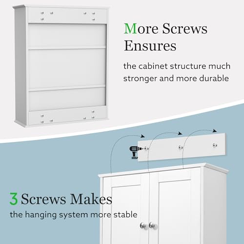 Bathroom Cabinet Wall Mounted Over Toilet Storage Cabinet, 24x30 Inch Wooden White Bathroom Wall Cabinet Above Toilet Storage Medicine Cabinets for Kitchen Laundry Bedroom - size: 9x24x30 In(DxWxH)