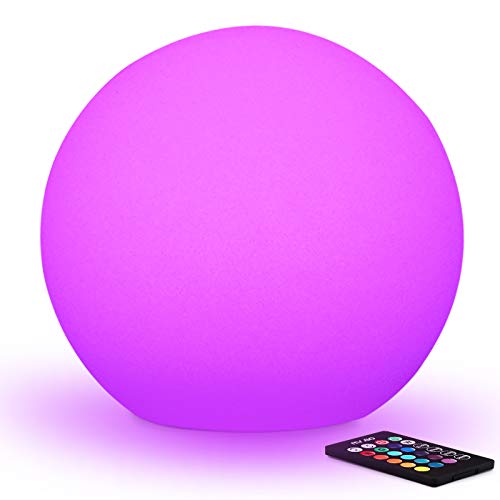 Mr.Go 16-inch Rechargeable LED Glowing Ball Light, Waterproof Orb Globe Lamp w/Remote, 16 RGB Colors 4 Light Effects, Ideal for Indoor/Outdoor Home Garden Pool Patio Party Decorative Lighting - color: Ball 16"