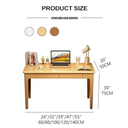 Solid Wood Narrow Desk with Drawers,Simple Bedroom Writing Desk,Sturdy Table,Suitable for Office, Bedroom,Study(White, 24" L / 60CM) - color: White, size: 24"L / 60CM