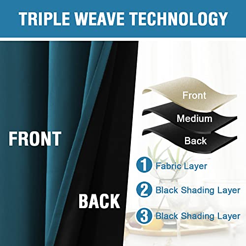 H.VERSAILTEX 100% Blackout Curtains for Bedroom Thermal Insulated Black Out Living Room Curtains 84 inch Long Noise Reducing Window Curtains with Black Liners 1 Panel, 52x84 Inch, Dark Teal - color: Blackout Dark Teal, size: 52"W x 84"L (Pack of 1)