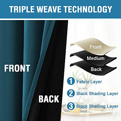 H.VERSAILTEX 100% Blackout Curtains for Bedroom Thermal Insulated Black Out Living Room Curtains 84 inch Long Noise Reducing Window Curtains with Black Liners 1 Panel, 52x84 Inch, Dark Teal - color: Blackout Dark Teal, size: 52"W x 84"L (Pack of 1)