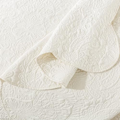 HoneiLife Quilt Sets King Size - Microfiber Bedspreads for King Bed, 3-Piece Lightweight Coverlets, Retro Bedlinen Sets, King Quilt Bedding Set All Season Use-Beige - color: Beige, size: King-106"x96"