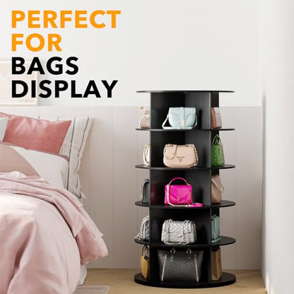 SpaceAid Black 5-Tier Spinning Rotating Shoe Rack Organizer, Shoe Display Tower Lazy Susan, Revolving Shoes Rack StorageOrganization, 360 Vertical Bags Holder Rotate Organizer - size: 5 Tier, 45.3" H