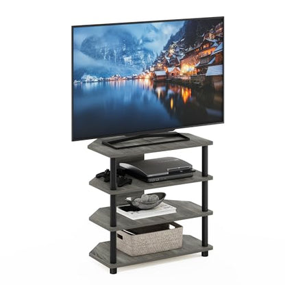 Furinno Turn-N-Tube Easy Assembly 4-Tier Petite Entertainment Center / TV Stand / TV Unit / TV Desk, French Oak Grey/Black - color: French Oak, size: 4-Tier