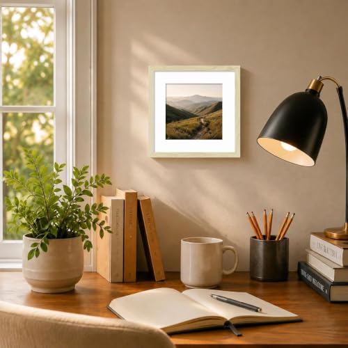 HEART ART 12x12 Natural Wood Picture Frame 8x8 with Mat Set of 9 | Gallery Wall Frame Set, Collage, Square Picture Frames - color: Natural Wood, size: 12x12 for 8x8