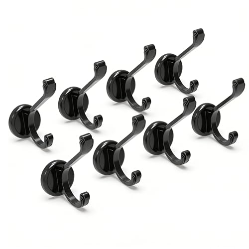 Ant Mag Magnetic Hooks Heavy Duty 140LBS, Neodymium Wall Coat Hooks 8 Pack | Strong Magnet Hooks for Hanging Coats, Robes, Backpacks, Bags, Hats, Keys, Mugs, Cups, Towels, Black - color: Black, size: 8 Pack