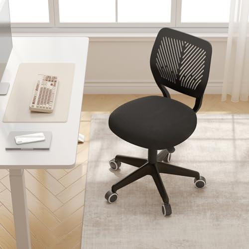 JPBSTO Armless Desk Chair, Height Adjustable Swivel Office Rolling Task Chairs with Soft Mesh Padded Cushion, Ergonomic Small Study Computer Chair for Girls Boys Teens (Black, 2PCS) - color: Black 2pcs