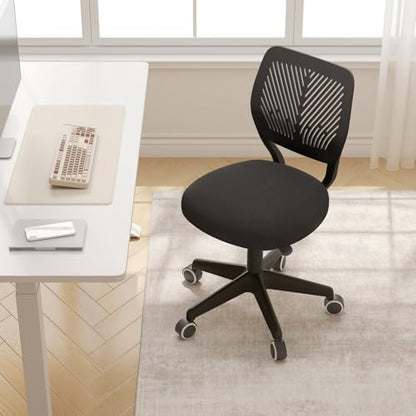 JPBSTO Armless Desk Chair, Height Adjustable Swivel Office Rolling Task Chairs with Soft Mesh Padded Cushion, Ergonomic Small Study Computer Chair for Girls Boys Teens (Black, 2PCS) - color: Black 2pcs